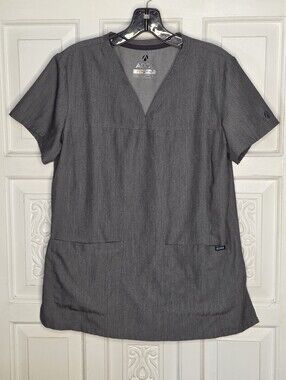 Adar Pro Heather Gray V-Neck Scrub Top Size Large